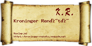Kroninger Renátó névjegykártya